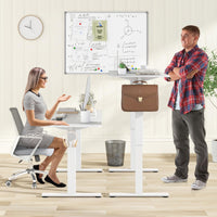 Electric Standing Desk, 140 x 60 cm Sit Stand Home Office Desk with 3 Memory Height Settings, Height Adjustable Computer Desk with 2 Hanging Hooks & Cable Management