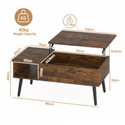 Walnut Lift-Top Coffee Table with Hidden Storage