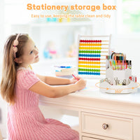 White 9-Compartment 360° Rotating Pen Organiser