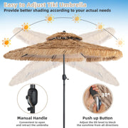 2.7–3 m Thatched Tiki Patio Umbrella with Tilt & Crank