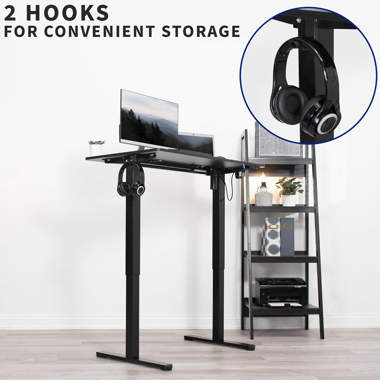 VIVO Electric Height Adjustable 102cm x 61cm Stand Up Desk, Complete Standing Workstation with Memory Controller, Black 2 Part Top, Black Frame, DESK-EP40TB