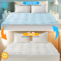 LINENOVA Reversible Cooling & Coral-Fleece Mattress Topper – 5 Sizes