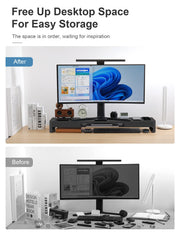 Dual-Monitor Riser with 2 Drawers & Keyboard Storage
