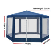 2 x 2 m Pop-Up Gazebo with Navy Mesh Walls