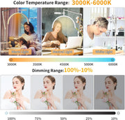 Led Half Moon Nail Desk Lamp,16inch Half Moon Lash Lamp for Lash Extensions,20W Eyelash Light Half Moon with 3 Color Dimmable,Beauty Desk Lamp with Phone Holder for Skincare Beauty Salon (Pink)