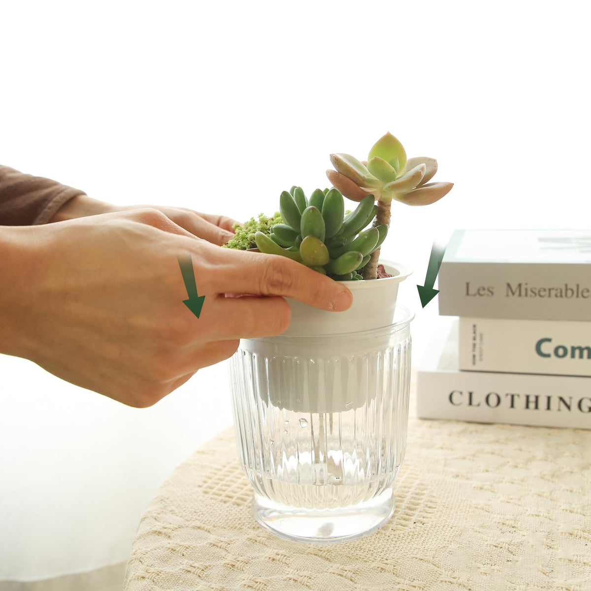 4-Pack 10 cm Self-Watering Plant Pots – Clear