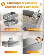 61 cm XL Stainless-Steel Cat Litter Box with High-Sided Lid