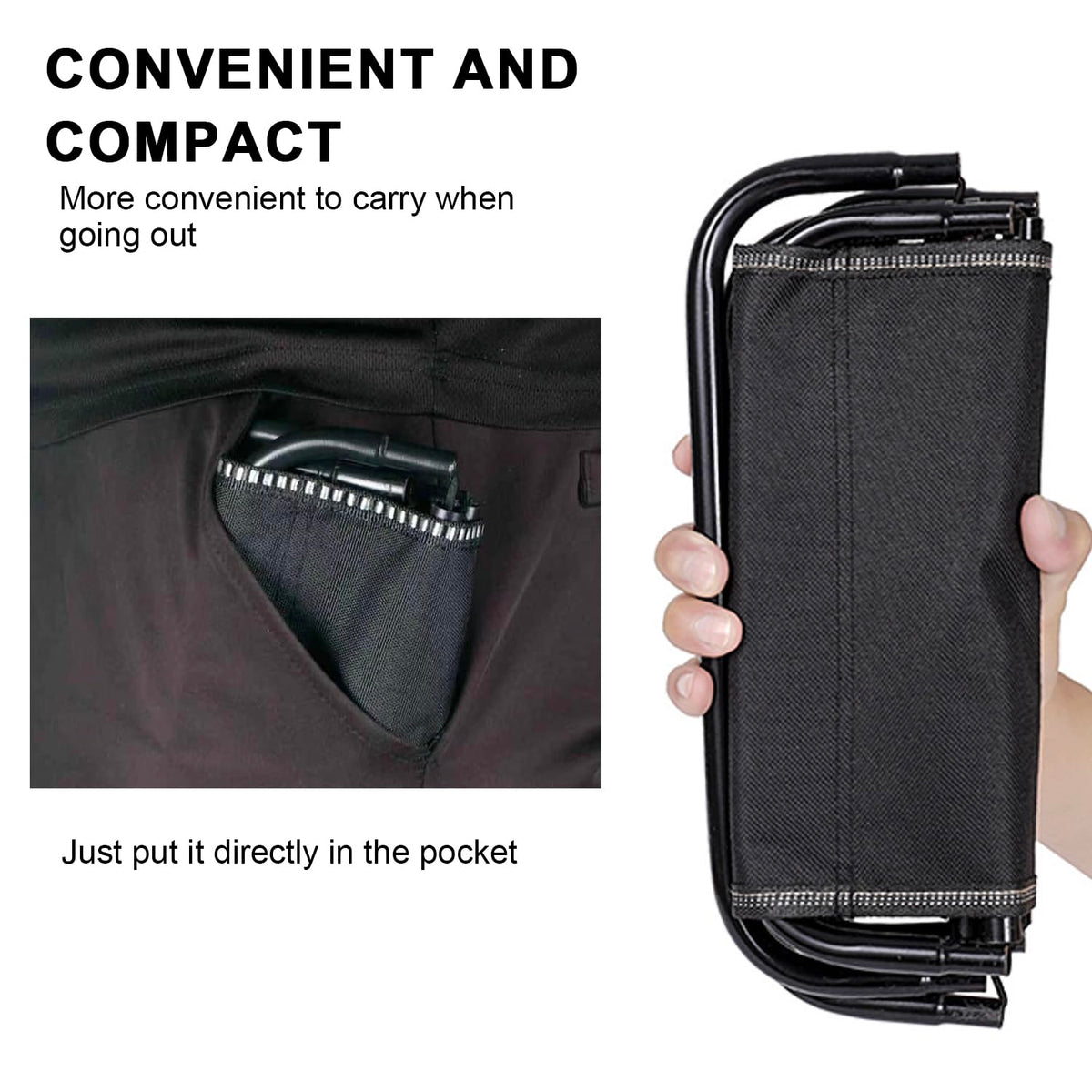 Compact 600D Folding Camping Stool with Carry Bag