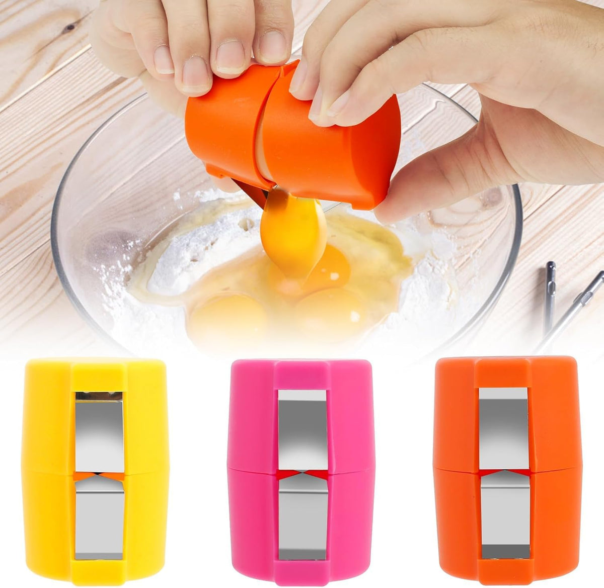 3-Piece Handheld Egg-Opener Set – Yellow, Orange & Pink