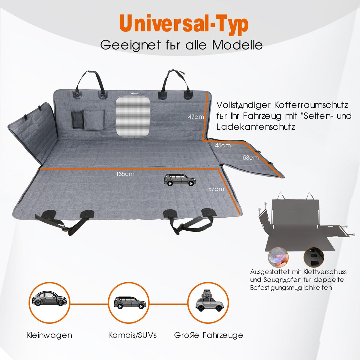 6-Layer Dog Car Seat Hammock with Mesh Window – 135 × 149 cm