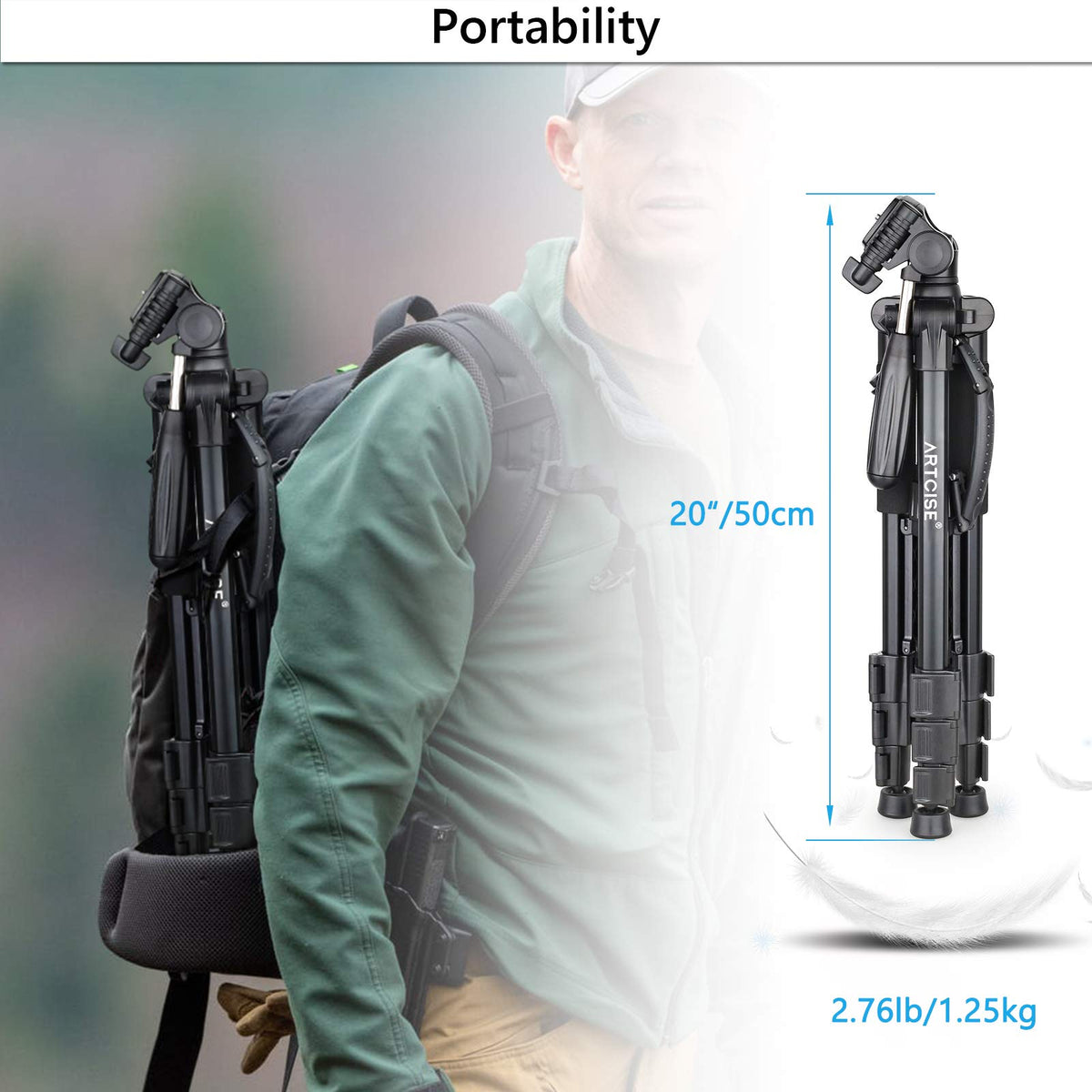 159 cm Camera & Phone Tripod with 4.5 kg Load Rating