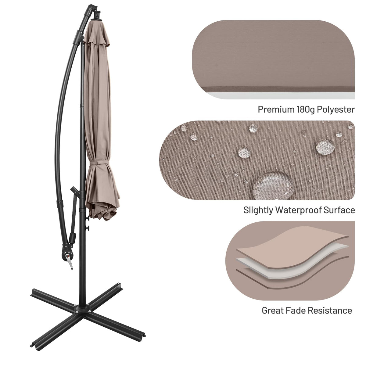 3 m Cantilever Patio Umbrella with Cross Base
