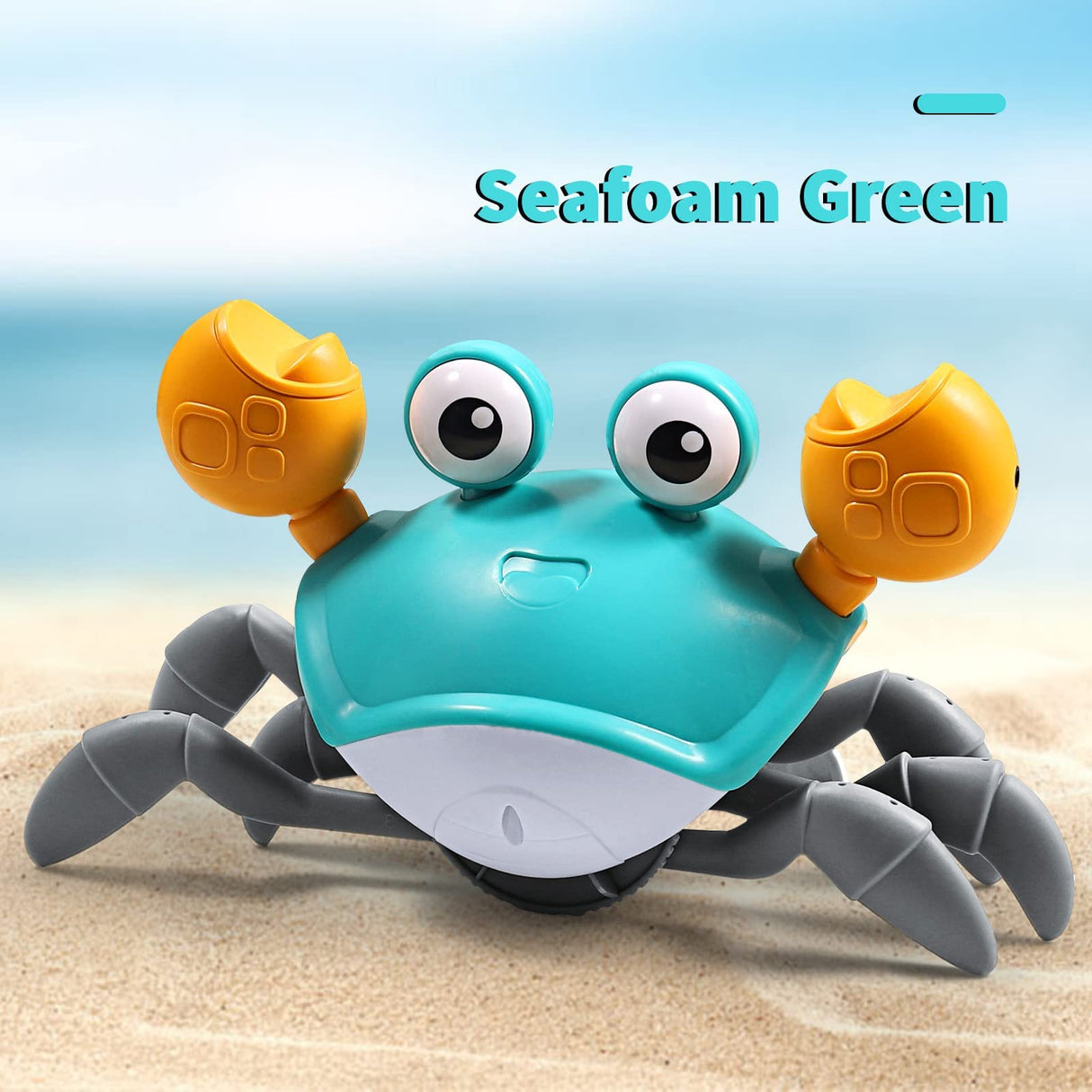 Crawling Crab, Tummy Time Baby Toys, Sensing Interactive Walking Dancing Toy with Music Sounds & Lights, Infant Fun Birthday Gift Toddler Boy Girl (Cute Green)