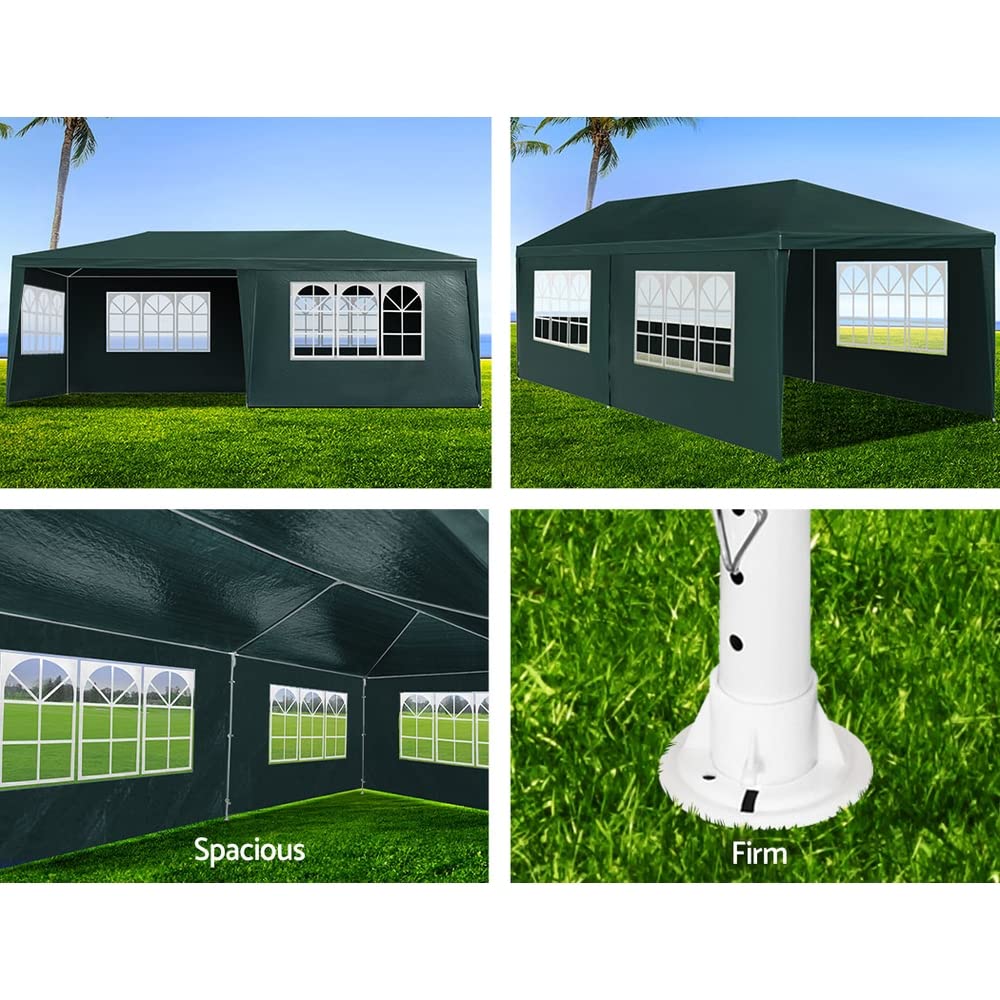 3 × 6 m Green Marquee Gazebo with 4 Window Walls