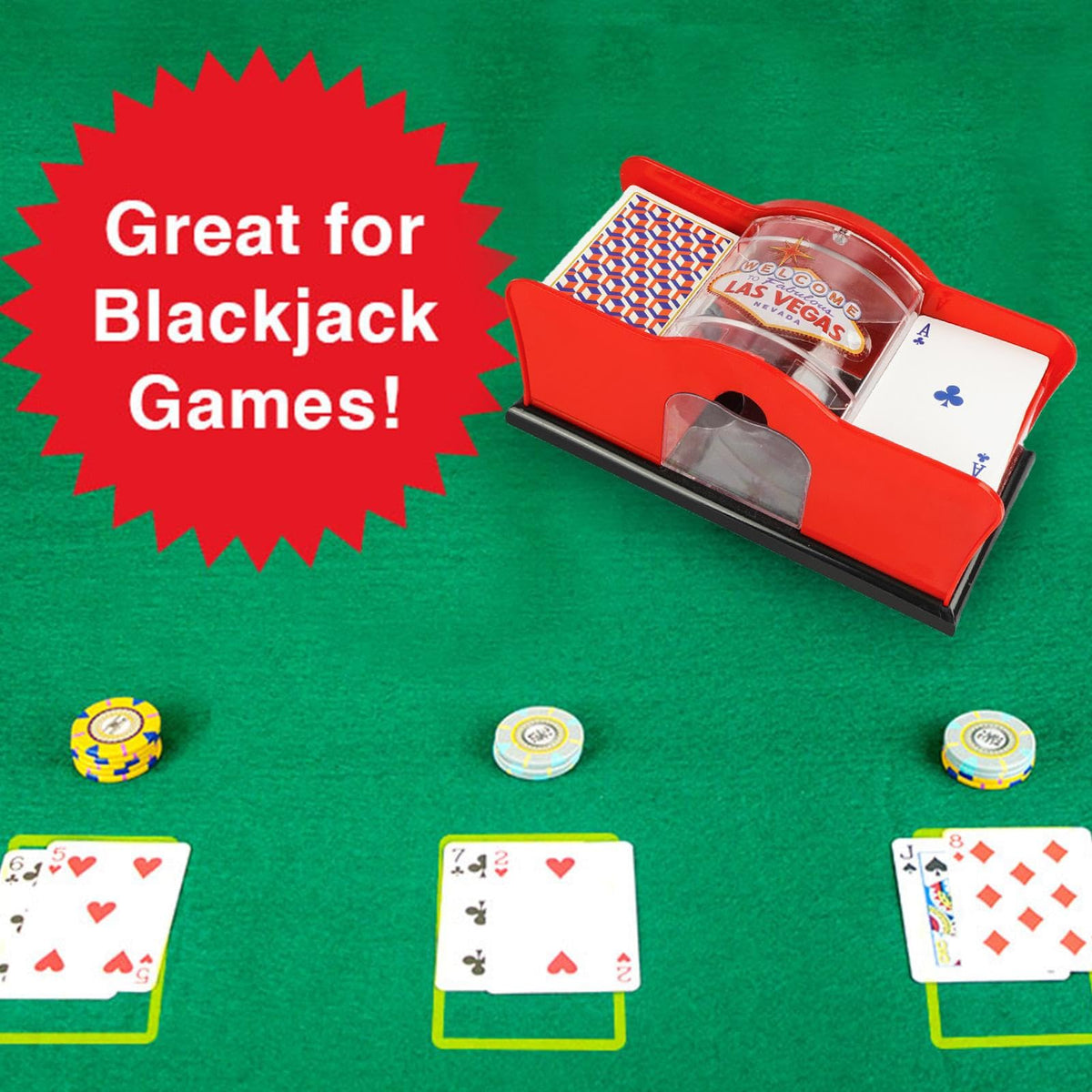 Hand-Cranked 2-Deck Playing-Card Shuffler
