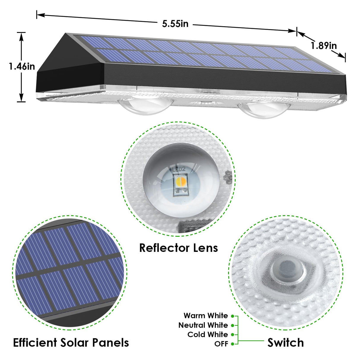 8-Pack Solar Fence Lights – 3 Colour Temperatures