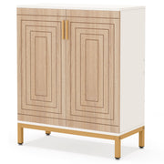 80 × 38 × 77 cm White Shoe Cabinet with 5 Shelves & 2 Doors