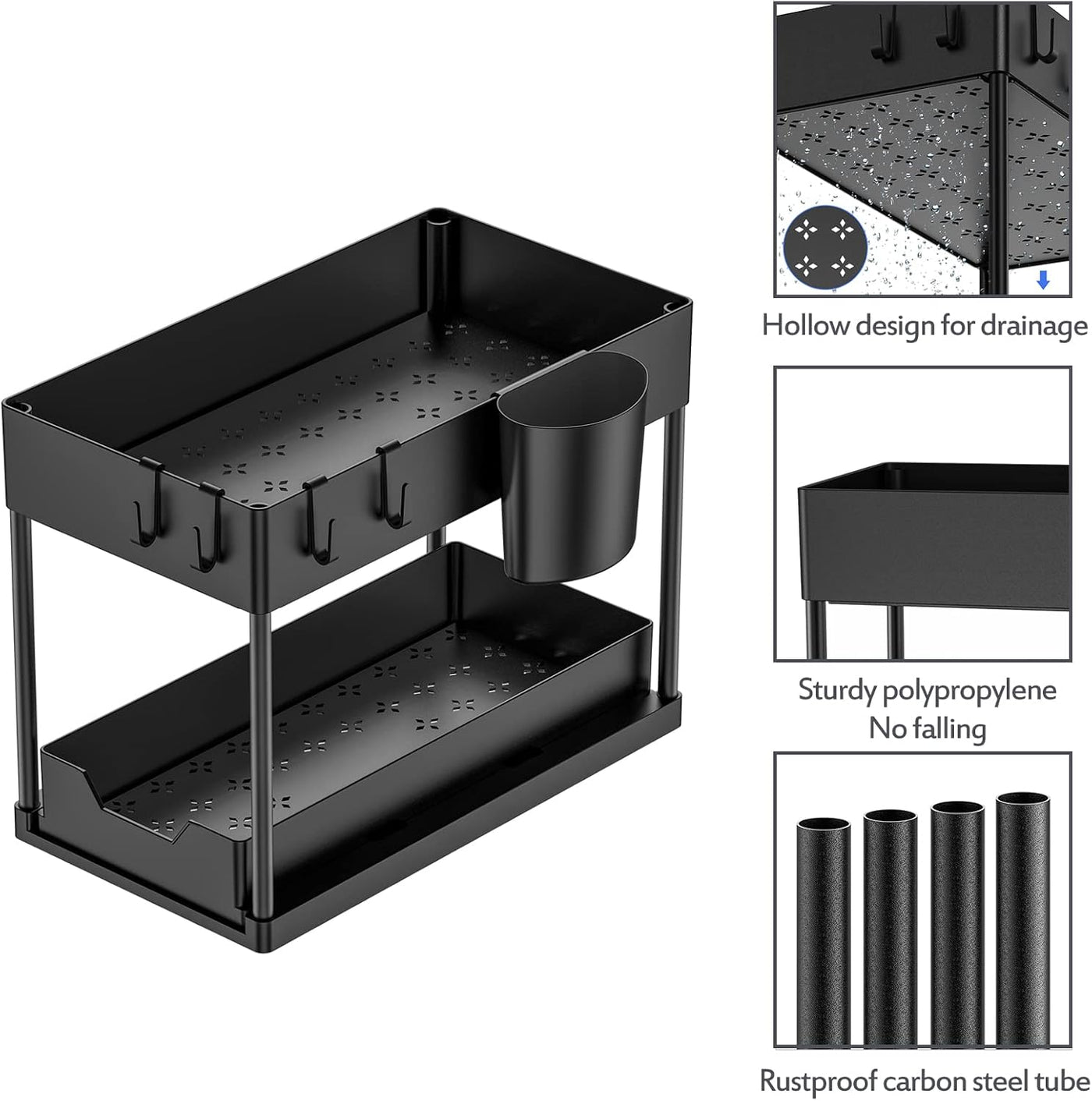 2-Tier Pull-Out Under-Sink Organiser – Black or White