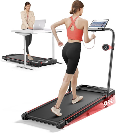 TOPUTURE 4 in 1 Foldable Walking Pad Treadmill