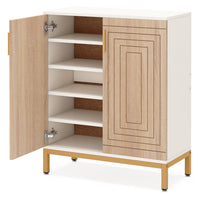 80 × 38 × 77 cm White Shoe Cabinet with 5 Shelves & 2 Doors