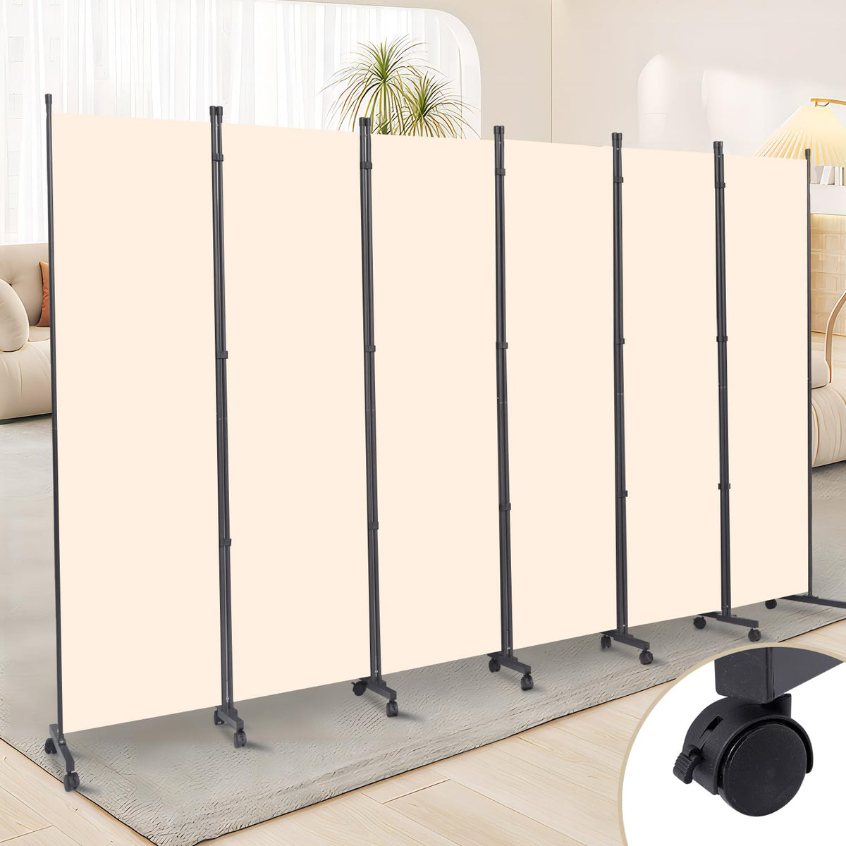 Single-Panel Rolling Room Divider – Grey or Beige