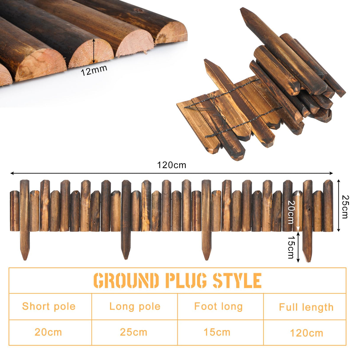 Expandable Wooden Garden Border Fence – Design 2