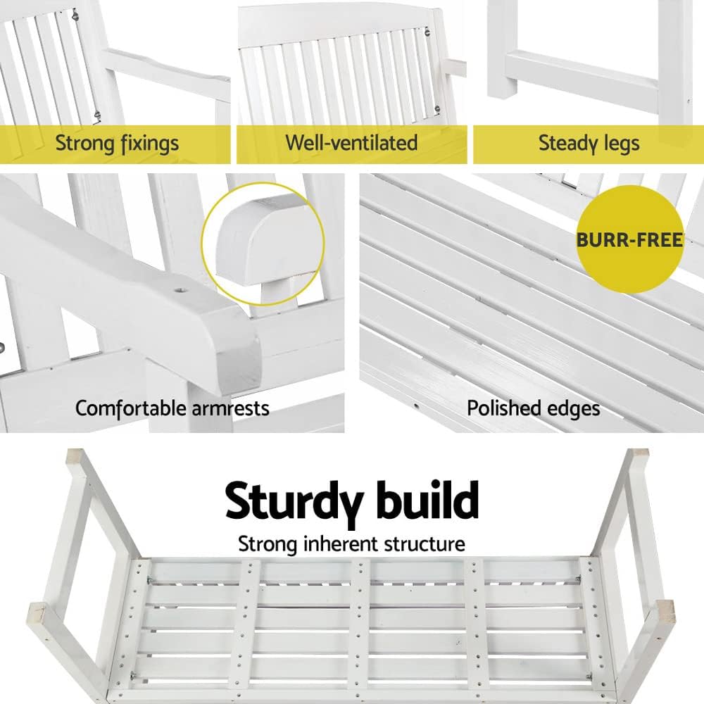 120 cm White Fir-Wood Garden Bench – Up to 300 kg