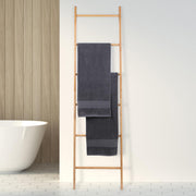 6-Rung Bamboo Leaning Ladder for Towels, Blankets & Quilts