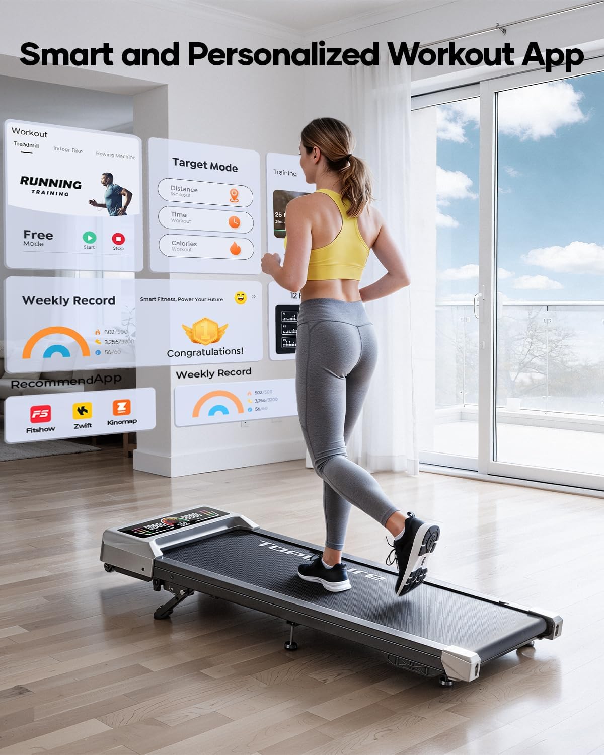 Walking Pad Treadmill with Incline 10%, 3.0 HP Brushless Motor Walking Pad Under Desk Treadmills for Home Office with App, Mute Control & LED Display