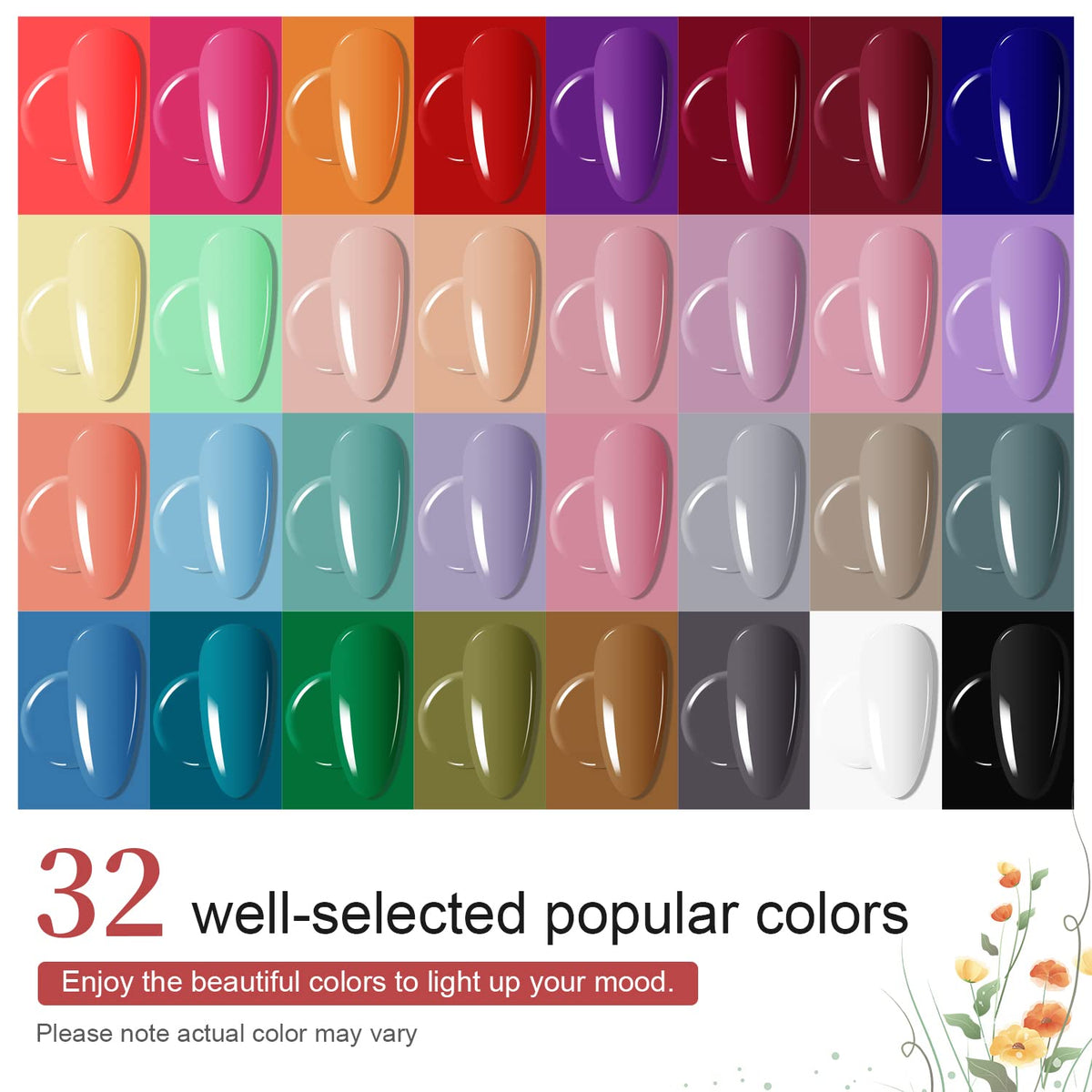 Gel Nail Polish Kit with U V Light 32 Colors Gel Polish Nail Kit Soak Off Gel Nail Set Manicure Tools Nail Gel Kit Gifts for Women