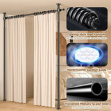 No-Drill Floor to Ceiling Room Divider, Adjustable Tension Rod Partition for Bedroom, Living Room or Studio (Black, Single Rod)