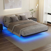 Floating-Look Double Metal Platform Bed with 3-Sided LED Lighting