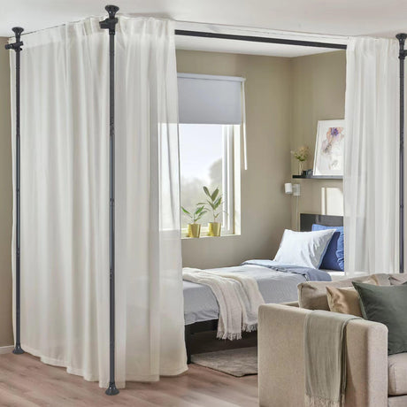 Room Divider, No Drilling Curtain Rods Wall Divider for Room Separation, 120” Tall 114” Wide Adjustable Floor to Ceiling Hanging Partition Room Dividers, Long Heavy Duty Room Divider Curtain Rods