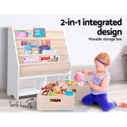 Kids Bookshelf, 4 Tiers Storage Book Shelf Bookshelves Corner Wall Toy Bookcase Rotating Display Shelves Home Living Room Bedroom Kindergarten Furniture, Safe Rounded Edges White