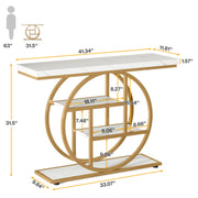 105 cm 4-Tier Industrial Console Table – White & Gold