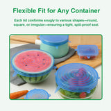 Silicone Stretch Lids 6 Pack Reusable Food Covers in Blue | Airtight & Leakproof Seal, Flexible Silicone, Fits Bowls & Containers, Kitchen Storage, Fits Fruits