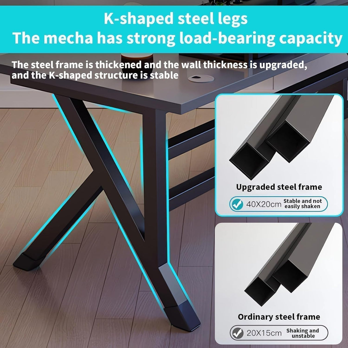100 cm Carbon-Black K-Shaped Gaming Desk