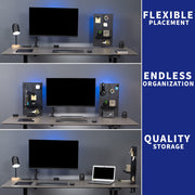 61 × 51 cm Black Clamp-On Steel Desk Pegboard & Privacy Panel