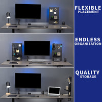 61 × 51 cm Black Clamp-On Steel Desk Pegboard & Privacy Panel