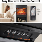 2000W Electric Fireplace Heater with Mantel, Powerful Space Heaters with 6-Color LED Flame, 2 Heating Levels, 12H Timer, Lower Storage, Overheat Protection for Indoor Use, Black