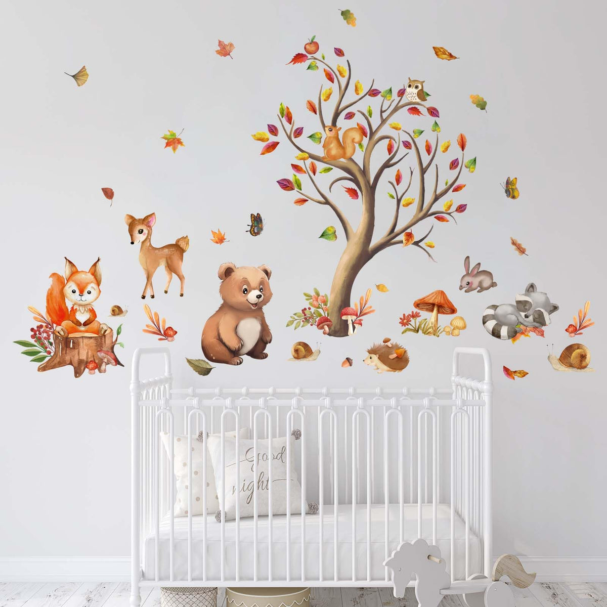 Woodland Animal Nursery Wall Decals – Bear, Fox & Deer