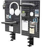61 × 51 cm Black Clamp-On Steel Desk Pegboard & Privacy Panel