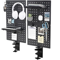 61 × 51 cm Black Clamp-On Steel Desk Pegboard & Privacy Panel