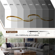 Chandelier Lighting Modern,Stepless Dimming and Color Adjustment Gold Led Chandelier,Ceiling Light Fixture for Dining Room Over Table,Pendant Light for Kitchen Island Lighting via Remote