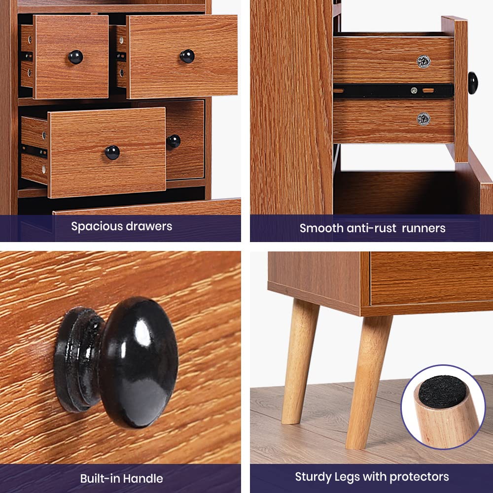 5-Drawer Storage Cabinet with Display Shelf