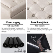 Taupe Tufted Storage Ottoman – 95.5 cm