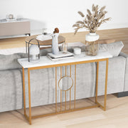 120 cm Faux-Marble Console Table with Gold Frame