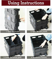 Folding Carry Cart with Lid I Foldable Shopping Cart Trolley I Portable Pack & Roll Folding Grocery Basket I Container Carrier I Grocery Bag for Shopping Travel (Red)