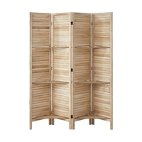 Oikiture Natural Paulownia-Wood 4-Panel Room Divider