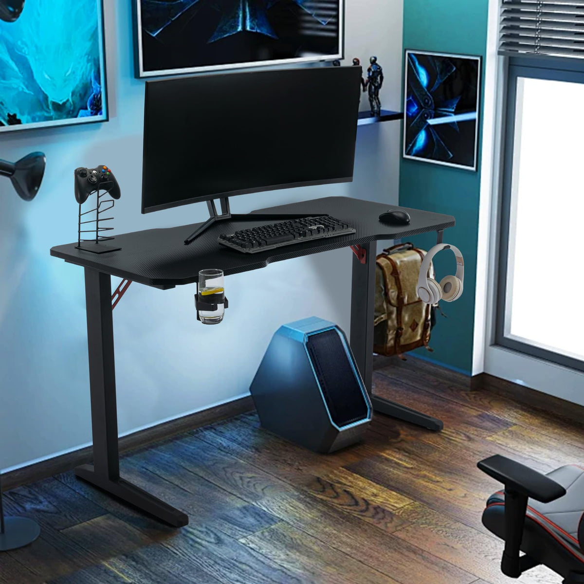 120 cm Gaming Desk with Cup Holder & Headphone Hooks